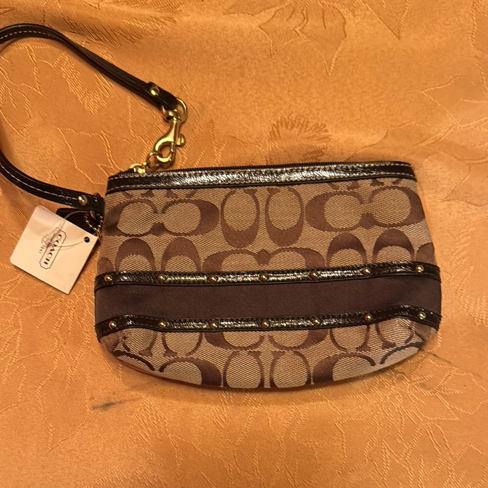 Coach Brown Wristlet Bag